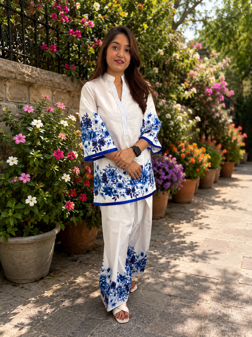 Azure Bloom Farshi Coord Set
