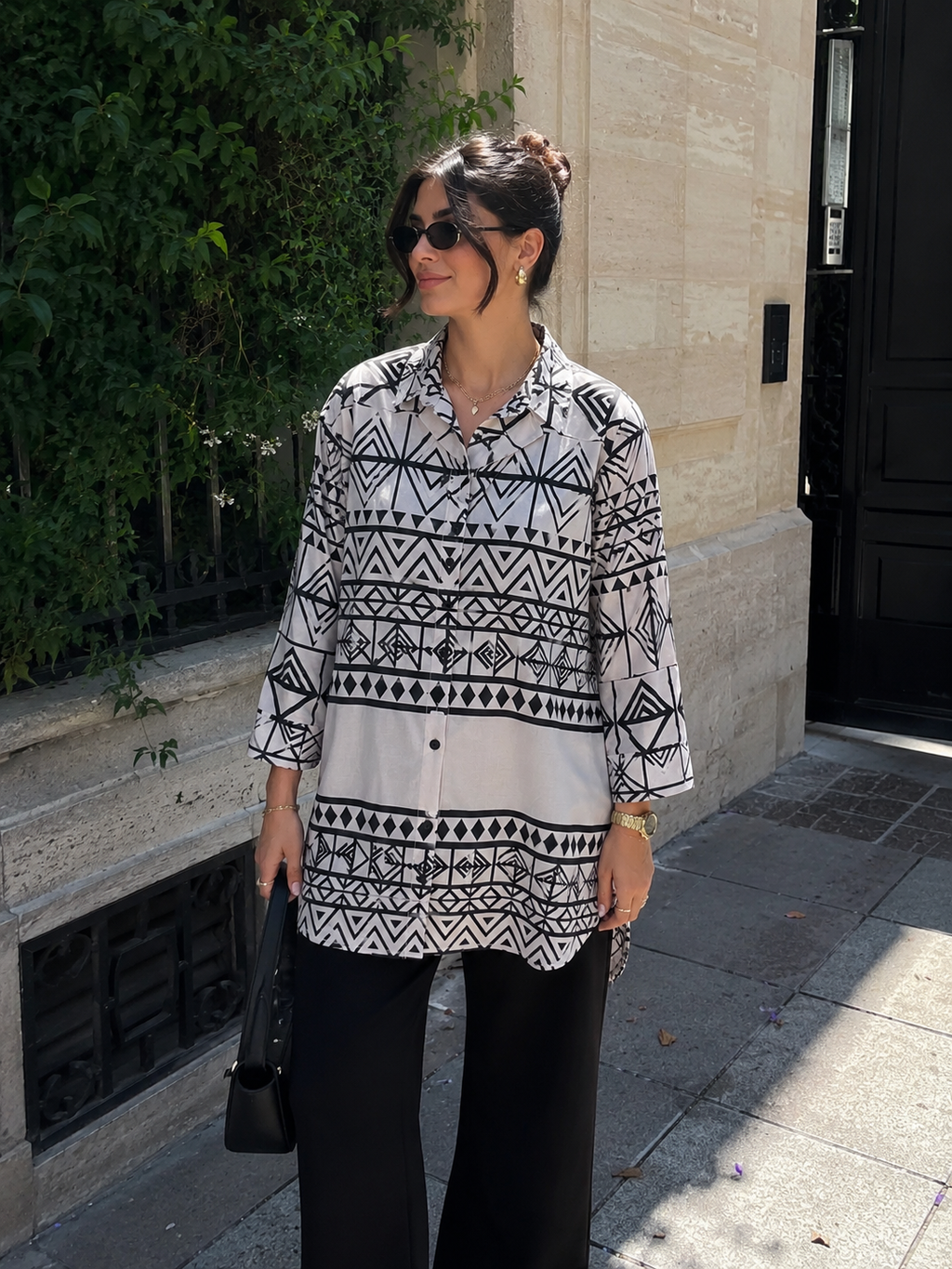 Geometric Chic Oversized Shirt