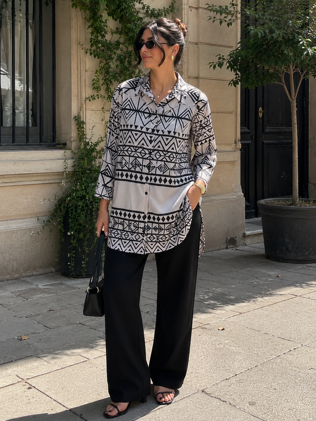 Geometric Chic Oversized Shirt