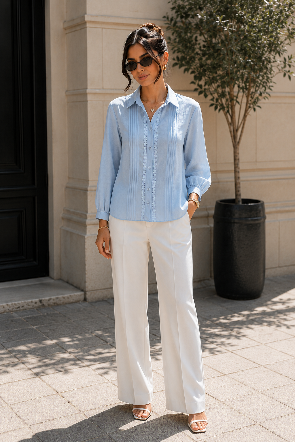 Azure Grace Pintuck Shirt