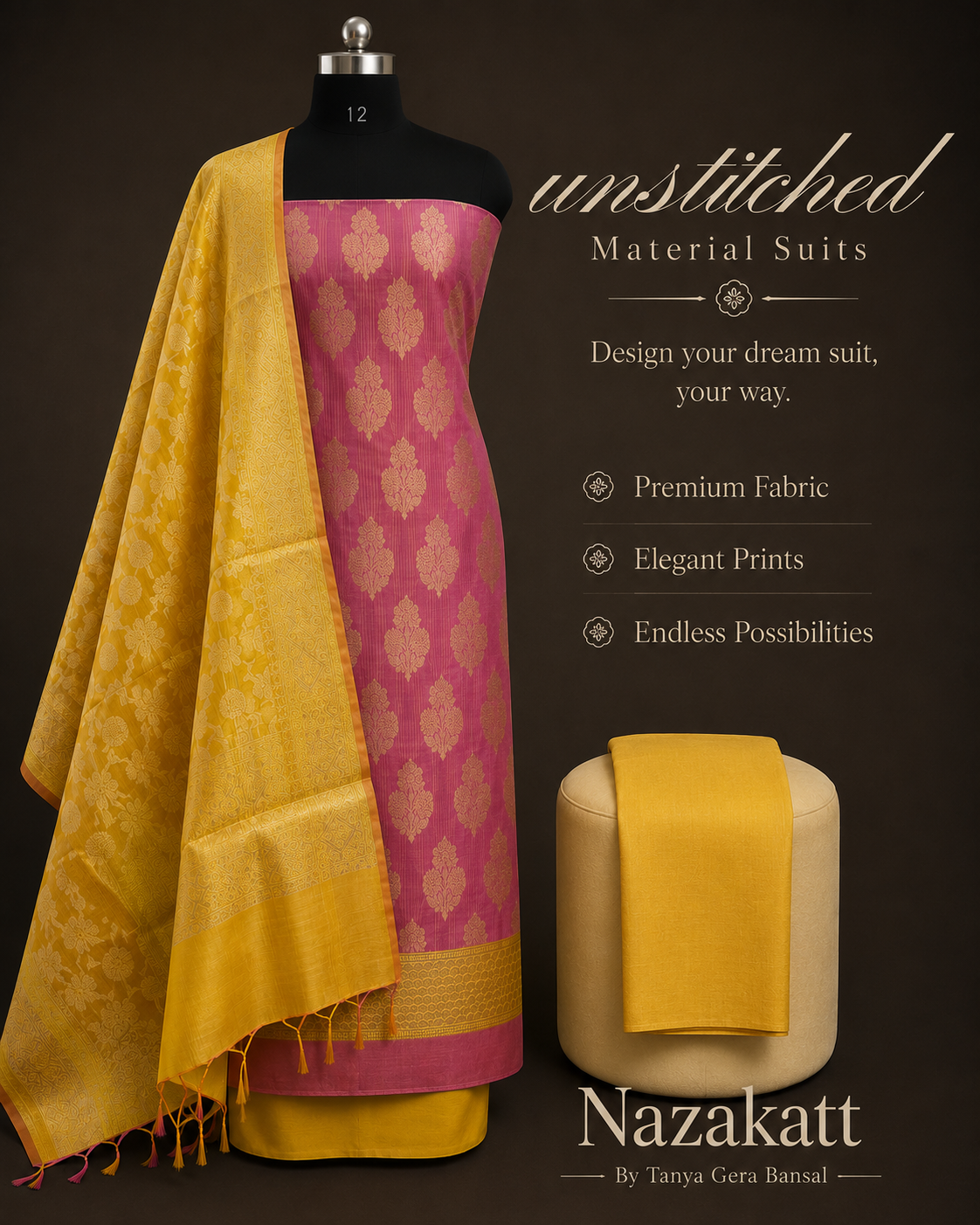 Gulnaar Royale Unstitched Suit