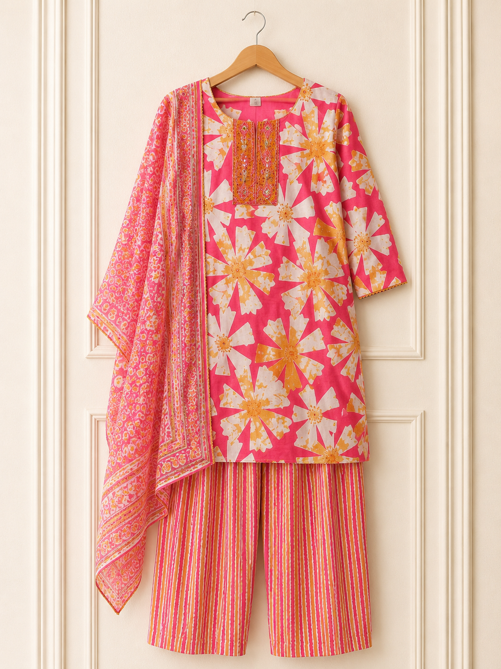 Floral Pink Farshi Salwar Set